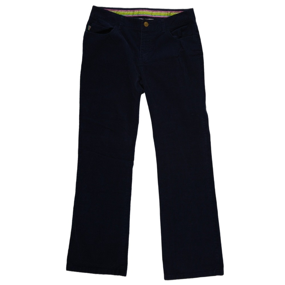 Lilly Pulitzer Corduroy Pants Women's Size 4 Navy Straight Leg Palm Tree Logo